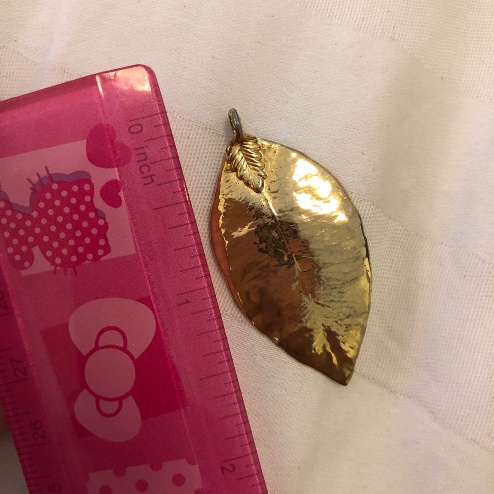 Gold Dipped Leaf Pendant - image 4